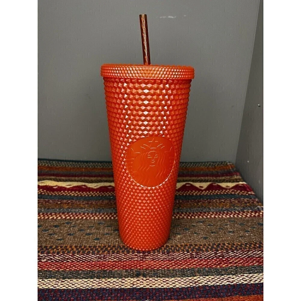 Starbucks Orange Pearlized Bling Cold Cup Venti Studded Tumbler